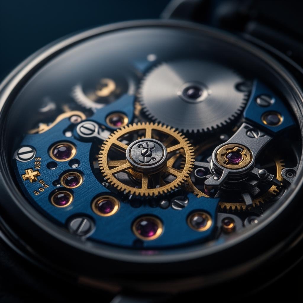 Macro view of a Swiss mechanical movement